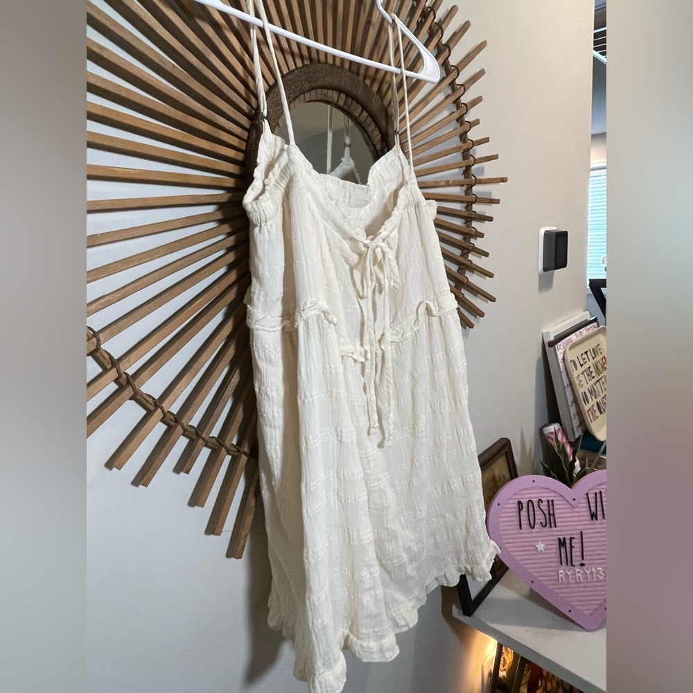 Urban Outfitters Cream Ruffle Romper Cotton Cottagecore Festival Farmers Daughtr - Picture 4 of 13
